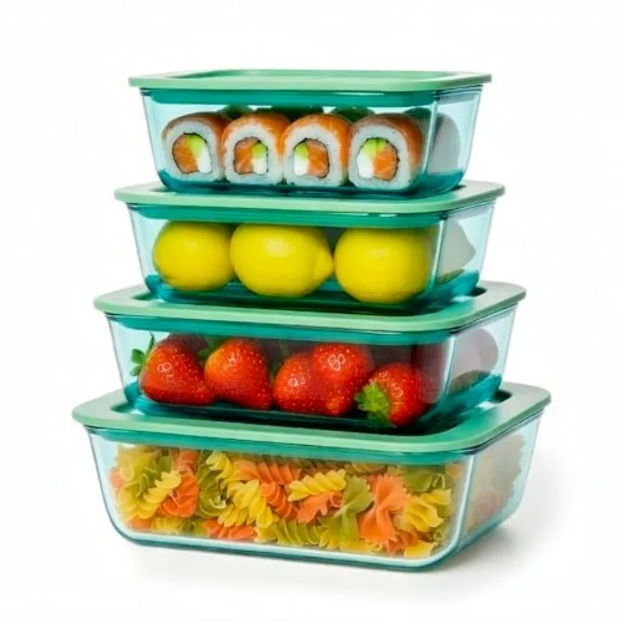 

8-Piece Teal Glass Food Storage Containers with Silicone Framed Glass Lids 100% Plastic-Free Lunch Box Meal Prep Set 2x 40oz 2x