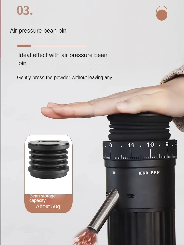 مطحنة قهوة كهربائية K60 ، تخمر يدويًا ، طراز إيطالي ، 0 مطحنة مسحوق متبقية ، سرعة متغيرة بلا حدود ، منزلية