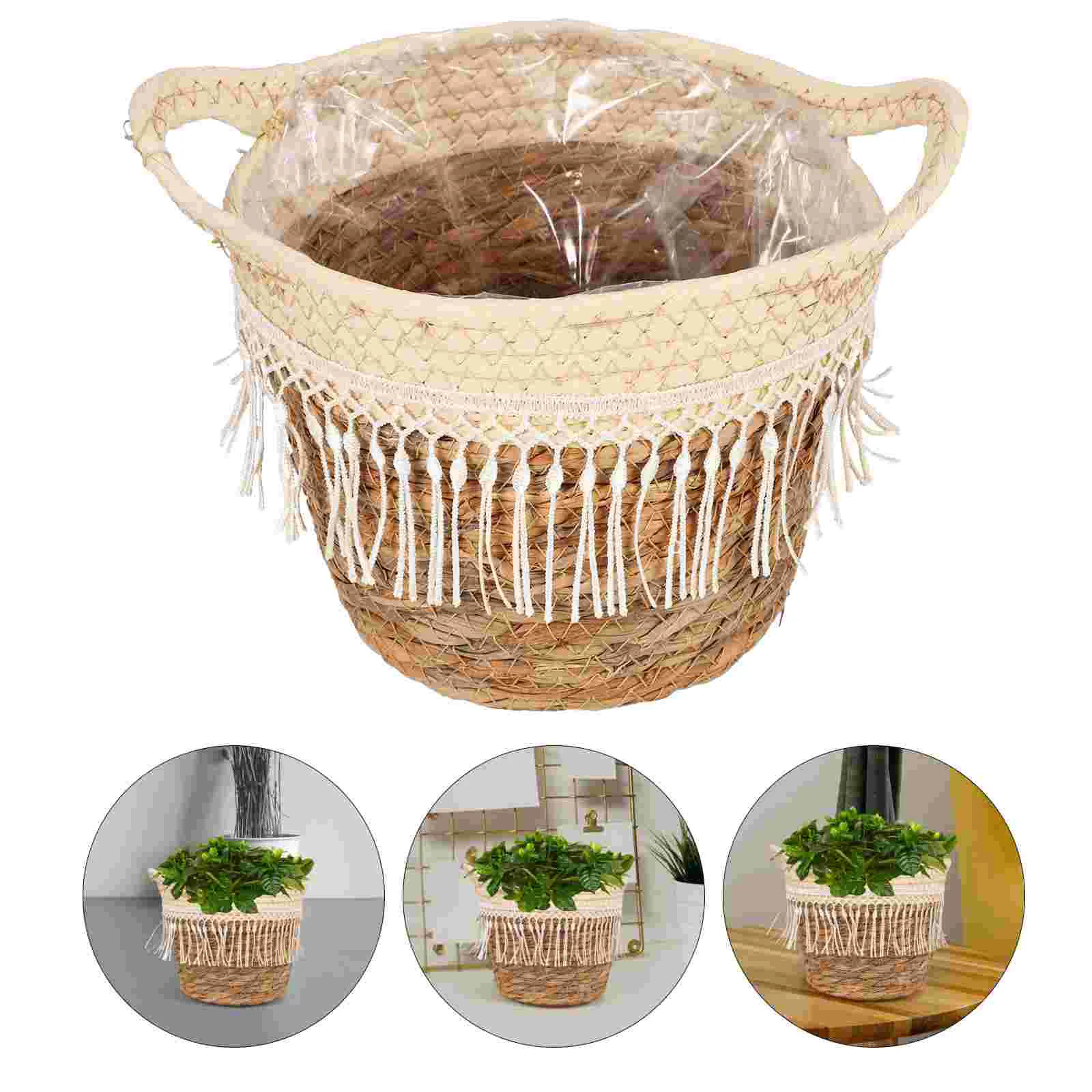 Rope Woven Plant Basket Flower Pot Container Decorative Planters for Indoor Plants