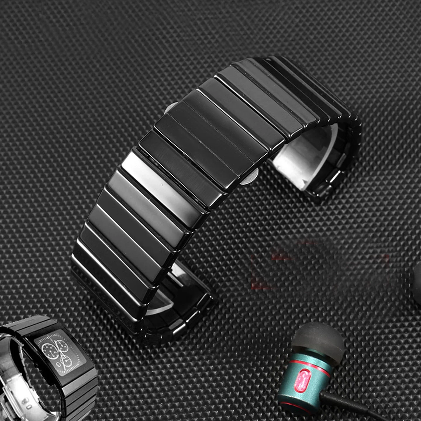 High-end Ceramic Wrist Chain For RADO LD Black Diamond Watchband 27mm 35mm Men's Black Ceramic FOLDING CLASP Watch Strap