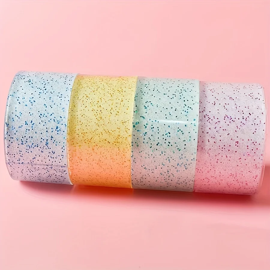 2 Rolls Random Color Large Shiny Clear Nano Double Sided Tape 1.97in×39.37in Reusable Strong Adhesive For Home Office Classroom