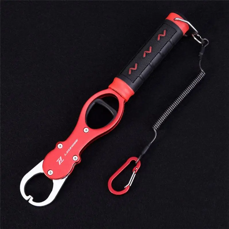 جهاز التحكم في الأسماك Luya من سبائك الألومنيوم Oct.22 مع مقياس الوزن لصيد الأسماك البحرية ومشبك شفاه السمكة غير قابل للانزلاق، أحمر