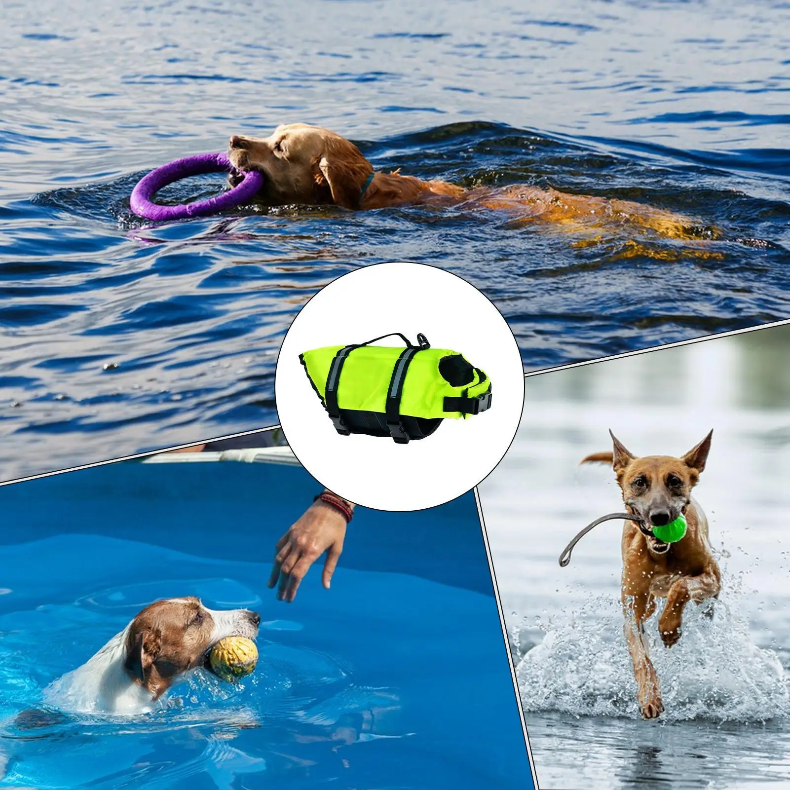 Dog Life Vest Puppy Swimming Safety Vest Life Jacket Swimsuit With Handles For All Breeds Small Medium Doggy Outdoor Beach Pool