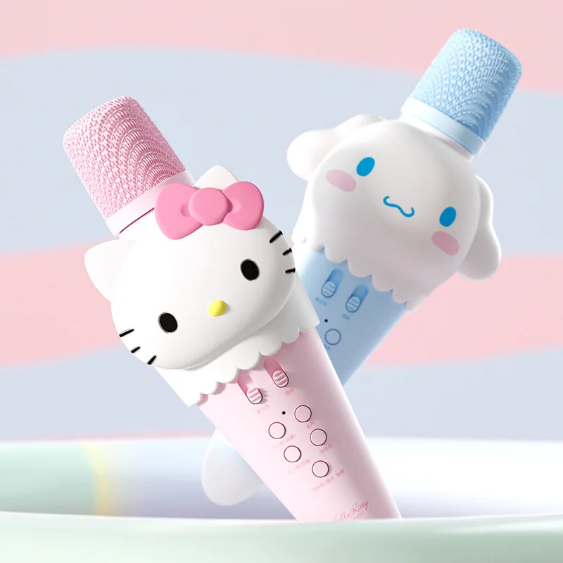 Sanrio Anime Figure Hello Kitty Cinnamoroll Kawaii Vocal Toy Karaoke Singing Machine Audio Microphone Wireles Bluetooth Girl Toy