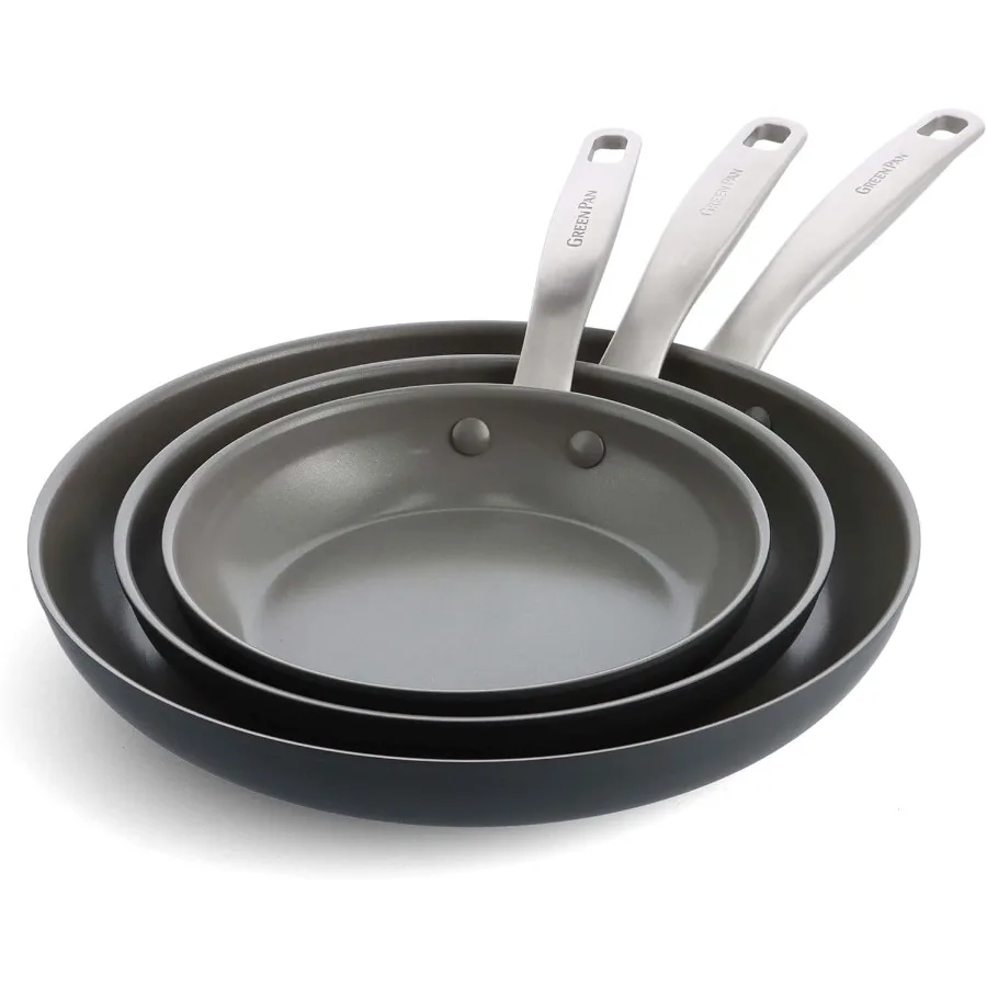 

Набор сковородок Chatham Hard Anodized Healthy Ceramic с антипригарным покрытием размером 8 дюймов, 9,5 дюйма и 11 дюймов для ежедневного приготовления пищи PF