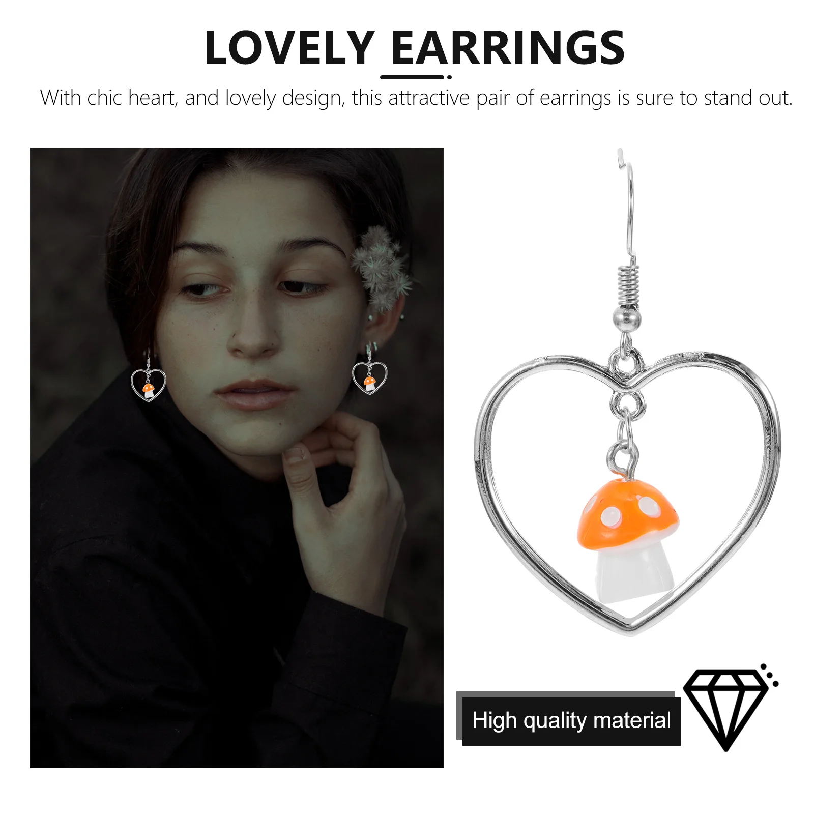 

Heart Mushroom Earrings Bisuteria Para Mujer Aretes Largos De Viaje Joyeria Heart-shaped