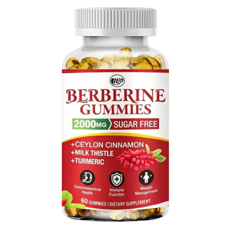 Ceylon Cinnamon Berberine Gummies, 2000mg HCL Non GMO, Gluten Free, Raspberry Flavored -60 Gummies