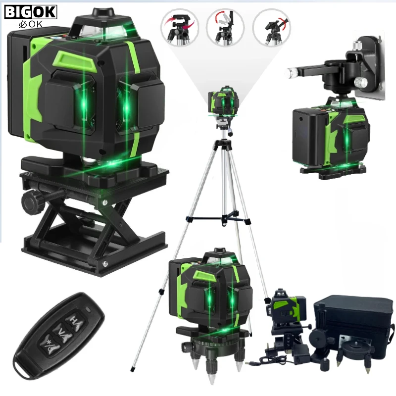 BIG OK 1.5/1.2m Tripod with 16 Lines nivel a Laser Level profesional mini Beam Building tile tool/1.5m tripod