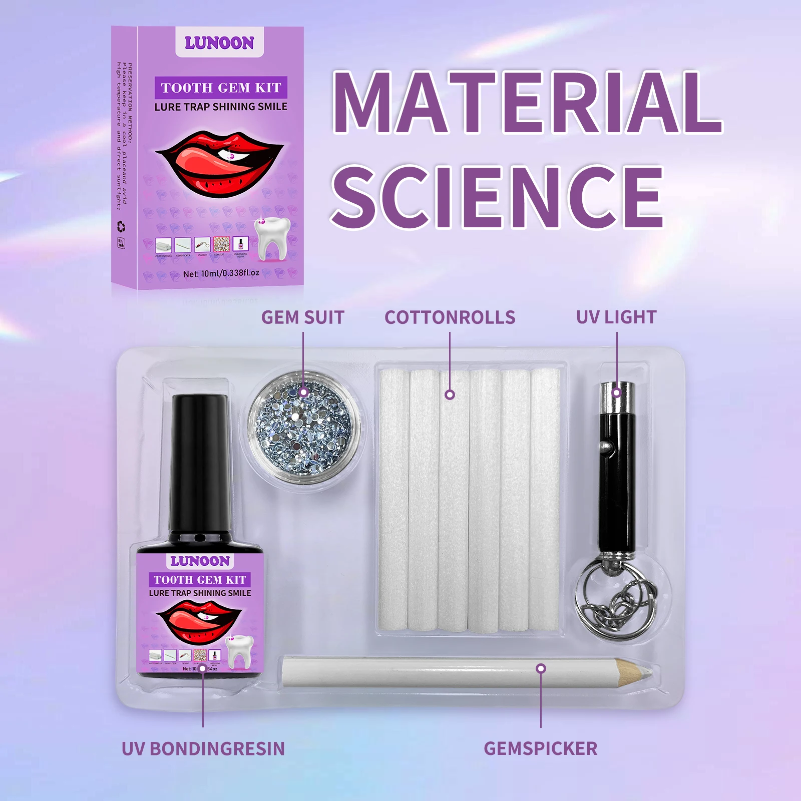 DIY Tooth Gem Kit Super Viscose Water Diamond Crystal Jewelry Tooth Decoration Teeth Easy Remove Install Tooth Jewelry Kit
