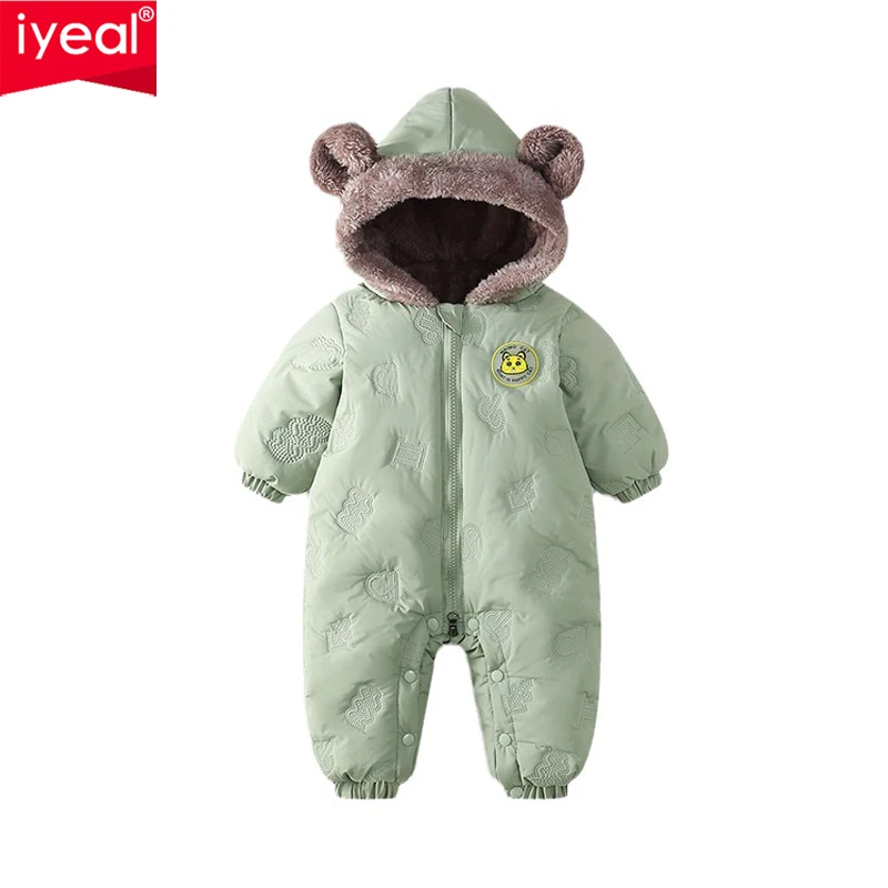 IYEAL  Baby Boys Girls Warm Soft Fleece Jumpsuit Newborn Toddler Rompers Children Winter Outerwear 0-24M