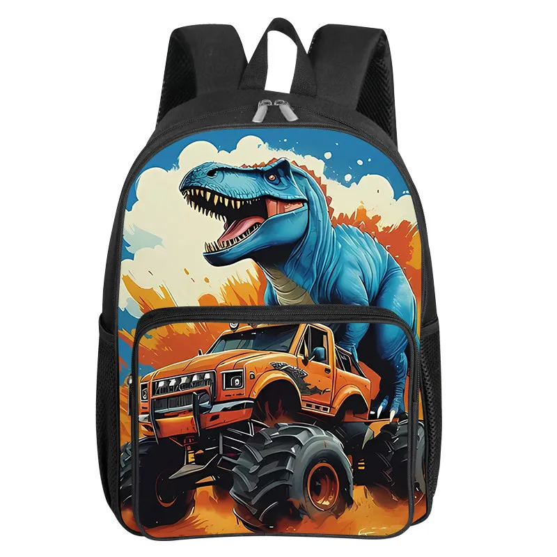 Dinosaur Pattern Square Front Pocket Backpack for Boy and Girls Best Gifts 2D Flat Cartoon SchoolBags for Children