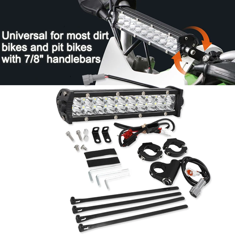 

7/8" Handlebars For CRF XR RM KX KLX TTR PW SSR Apollo TAO TAO SDG 50cc-125cc Motorcycle LED Light Bar Dirt Pit Bike 60W 2500Lm