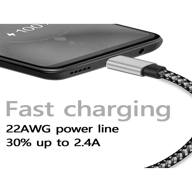 كابل USB A إلى النوع C تاريخ Syuc شحن سريع من النايلون سلك الهاتف المحمول لهواوي وسامسونج وشاومي وUSB C ملحقات شاحن الهاتف