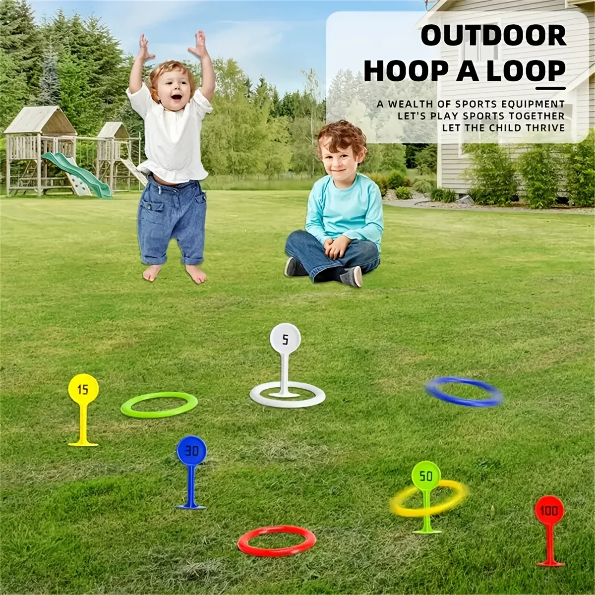 

1 set of rainbow ring ball throwing game equipment, mixed colors, PET material, a must for outdoor activities, beach games.