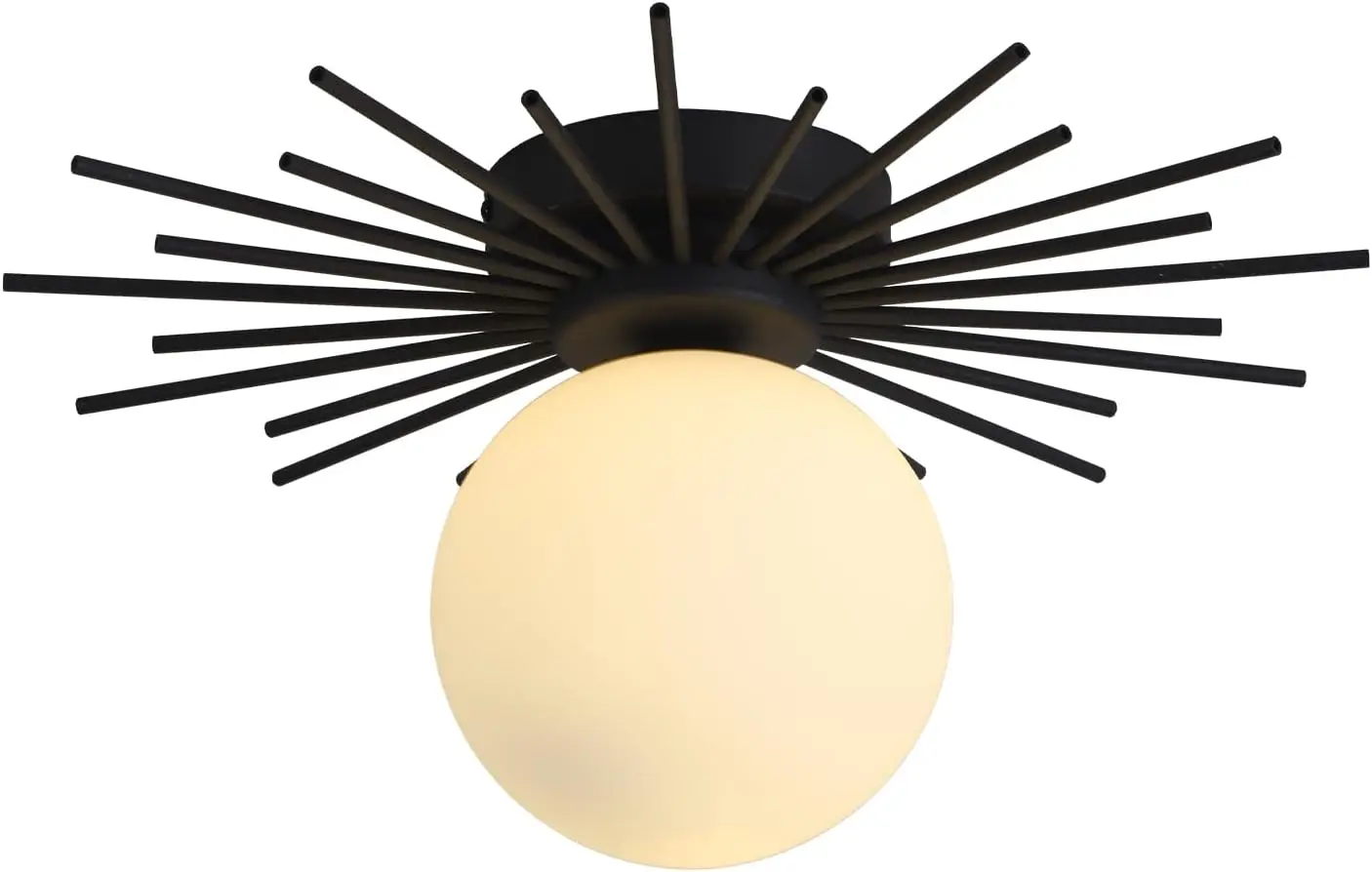 Bokt Modern Black Semi Flush Mount Ceiling Light Milk Glass Globe Ceiling Light Fixture Industrial Close To Ceiling Light