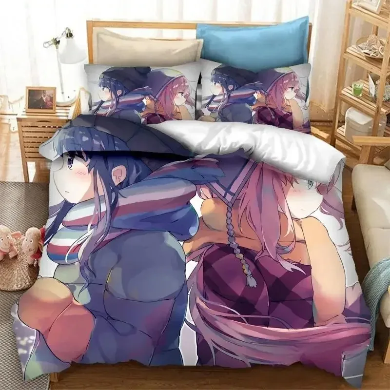 

New 3D Print Anime Yuru Camp Bedding Set Duvet Covers Pillowcases Comforter Bedding Sets Bedclothes Bed Home Textiles