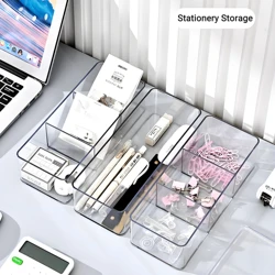 1pc Transparent Cosmetics Storage Box, Stackable Makeup Organizer Box for Drawers Desktop Cabinet, Office and Bathroom Accessory