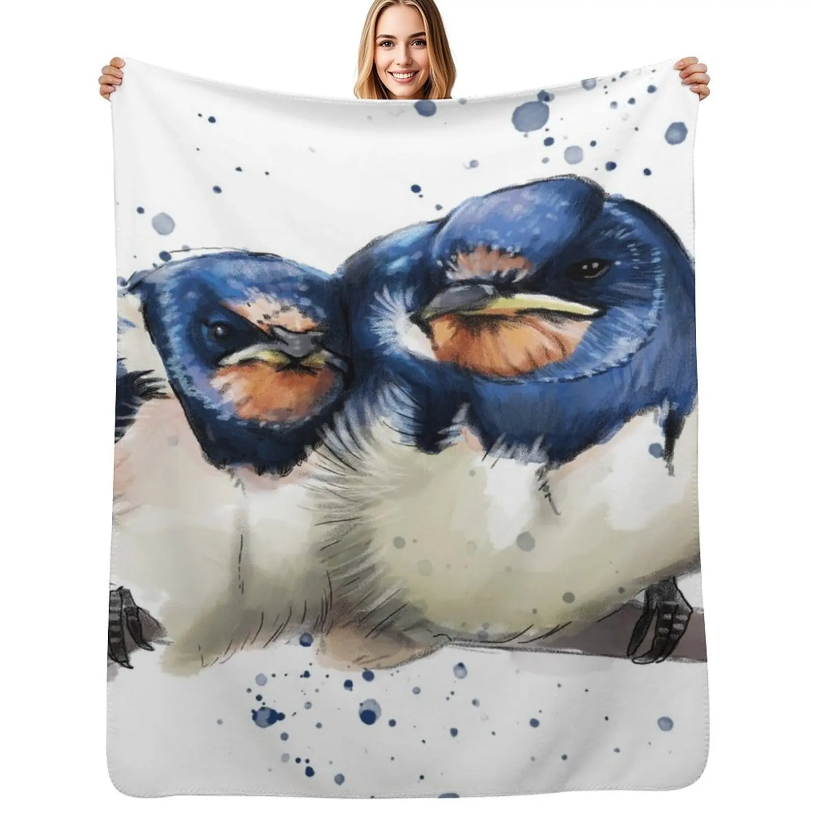 Barn swallows Throw Blanket for babies Plaid on the sofa funny gift Loose Hairys Decorative Beds Blankets