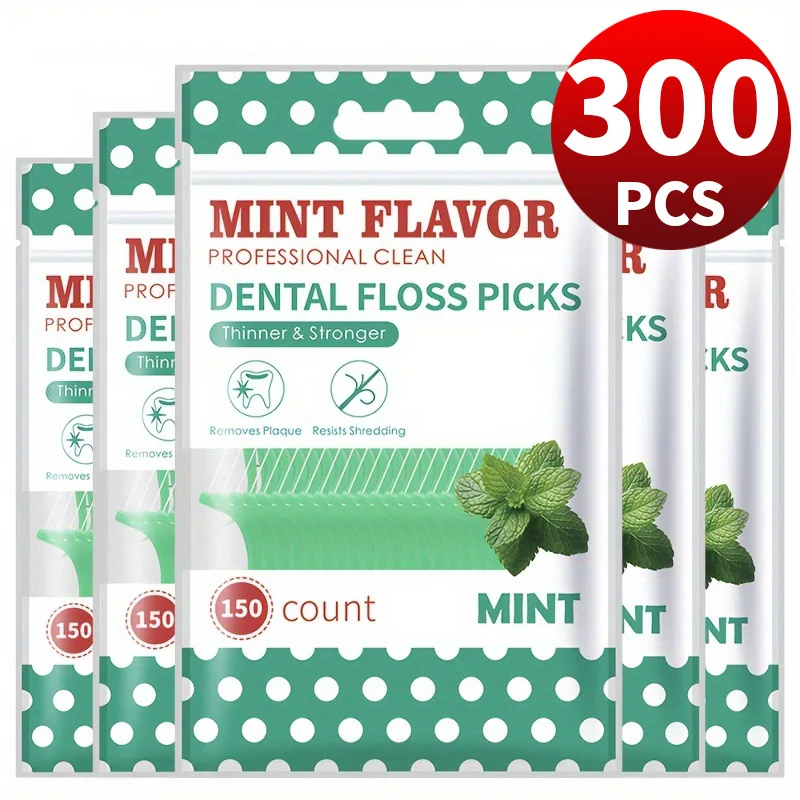300 قطعة خيط تنظيف الأسنان بنكهة النعناع، مسواك، فرشاة بين الأسنان، تنظيف الأسنان