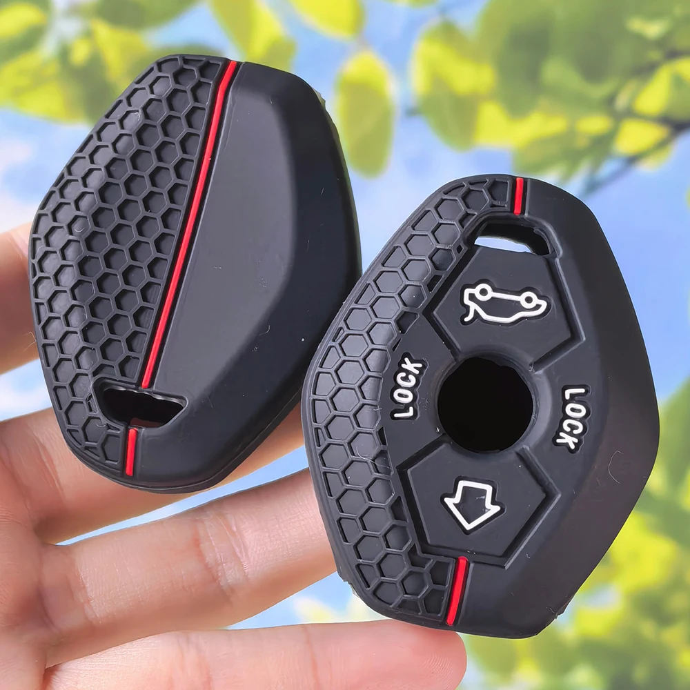 Honeycomb Stripe Silicone Key Cover For BMW X3 X5 Z3 Z4 3 5 7 Series E38 E39 E46 E83 Cabriolet Touring M5 Remote Fob Protector
