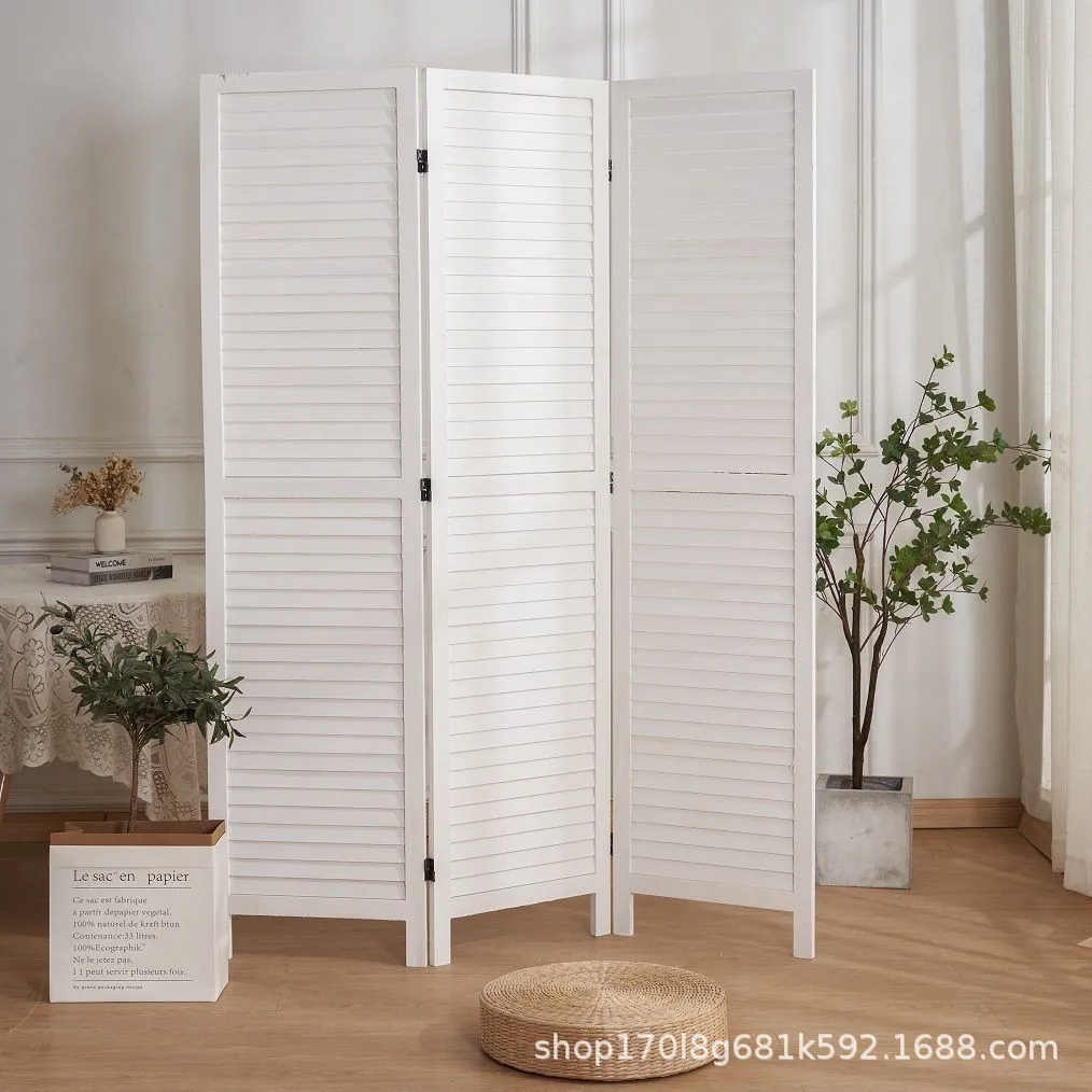 Retro ins style shutter screen partition rental house entrance folding European screen living room Xiaohongshu same style