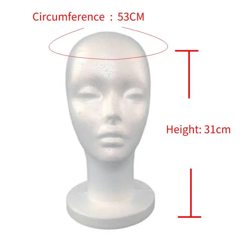 Women Mannequin Head Display Stand Female Mannequin Head White Foam Wig Head Model for Hairpiece Jewelry Displaying Hat