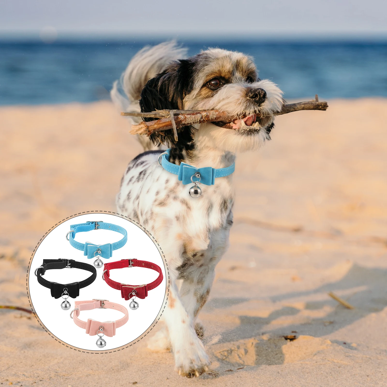 

4pcs Bowknot With Bell Adjustable Pet Collar For Cat Dog Collars Decorative Neck Bowknot Collar Small Animals Festival Party
