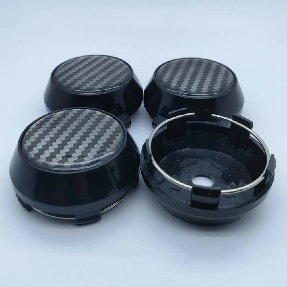 4pcs 64mm 65mm With 45mm Aluminum 3D Carbon Fiber Logo Stickers Car Wheel Center Hub Cap Dust-proof Cover Car Accessories