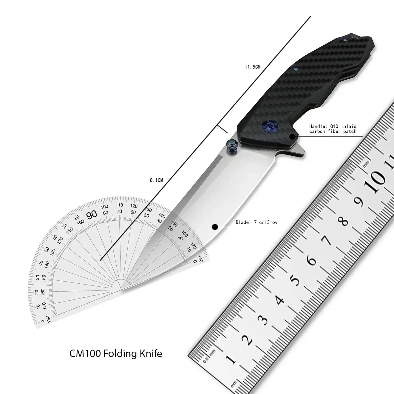 Carbon Fiber Pattern Handle Folding Knife Hunting Pocket Knife 8Cr13MoV Steel Titanium Outdoor Survival Knives Kitchen Knife