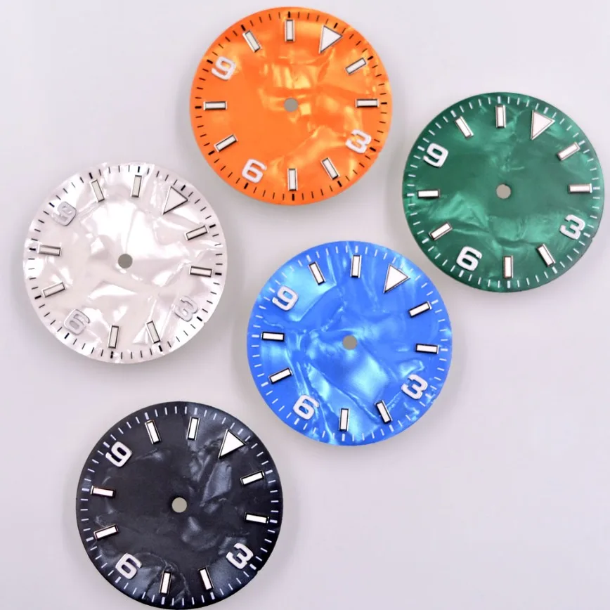 New 29mm NH35 Dial 369 Dial Blue Green Black Orange Silver Dial Green Luminous for NH35A/NH36 Movement Watch Accessories