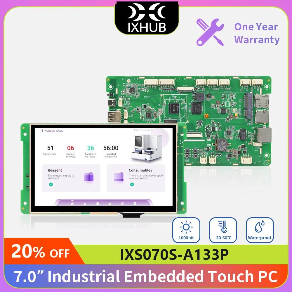2026 IXHUB  Android Core Development Board 7 Inch Touch Screen LCD Module Allwinner A133P Quad-Core for Smart Home Automation