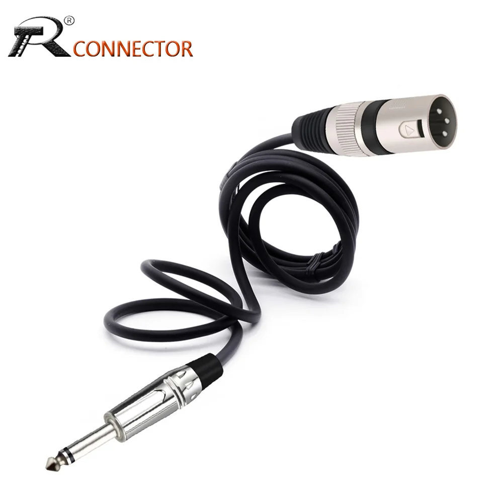 6.35mm/6.5mm Jack Mono to 3-Pin XLR Male Balanced Microphone Interconnect Cable Quarter Inch to XLR M-M Mic Cord for AMP