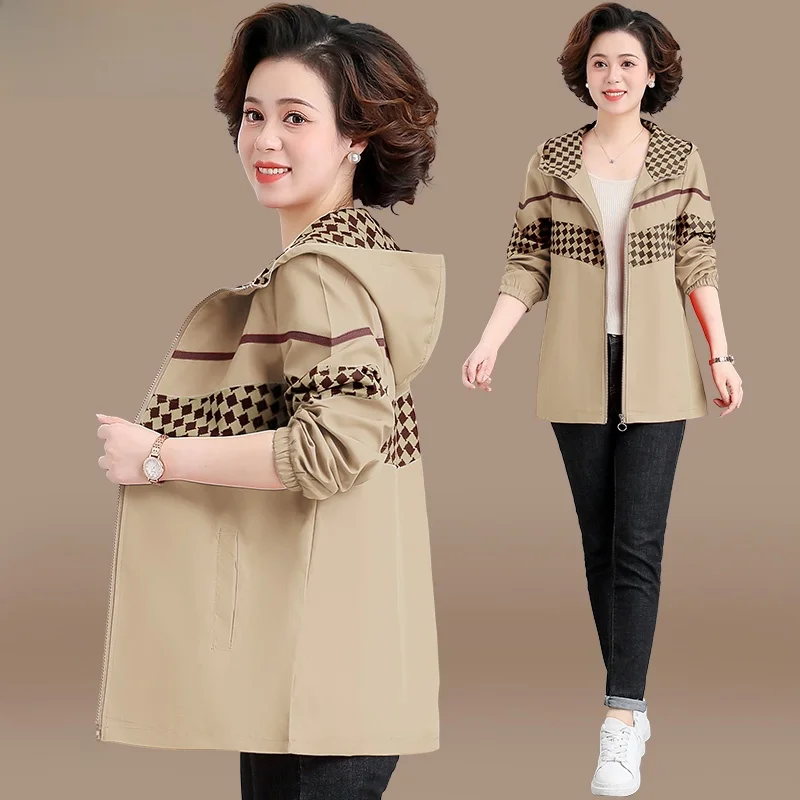 

Fashionable Spring Autumn Thin Outerwear for Middle-Aged Women Elegant Widows Korean Style Loose Fit Cardigan Polyester Fiber