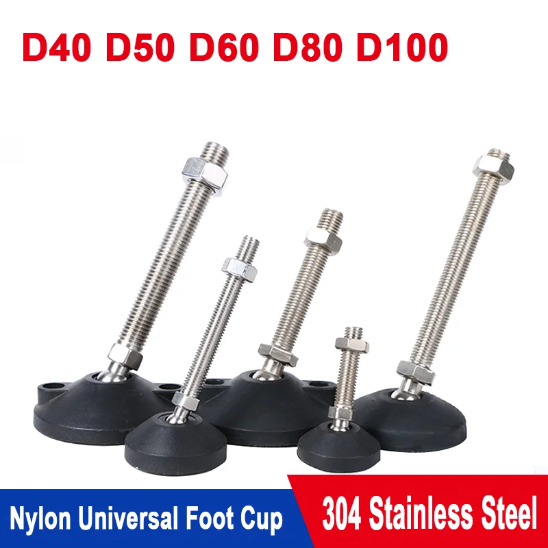 Nylon Universal Adjustment Feet M8 M10 M12 M14 M16 M18 M20 M24 Adjustable Levelling Feet Swivel Base Articulating Legs D40-100mm