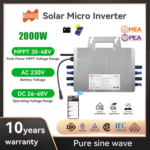 solar Grid-tie Microinverter DC26-60V to AC230V 2000W Solar Panel Converter for Solar Panel 4PC 400-720W Grid Connected Inventer