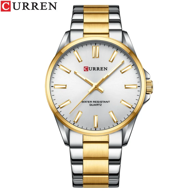 Curren 9090 Couple's Watch Men's Steel Strap Watch Fashion Women's Watch Business Quartz Watch
