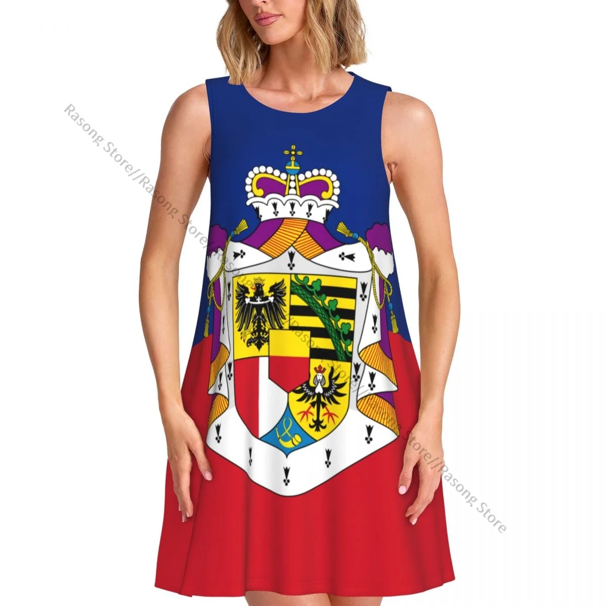 Abito da donna Bandiera di Liechtenstein State Summer Casual T Shirt Beach Cover up Tank Dress