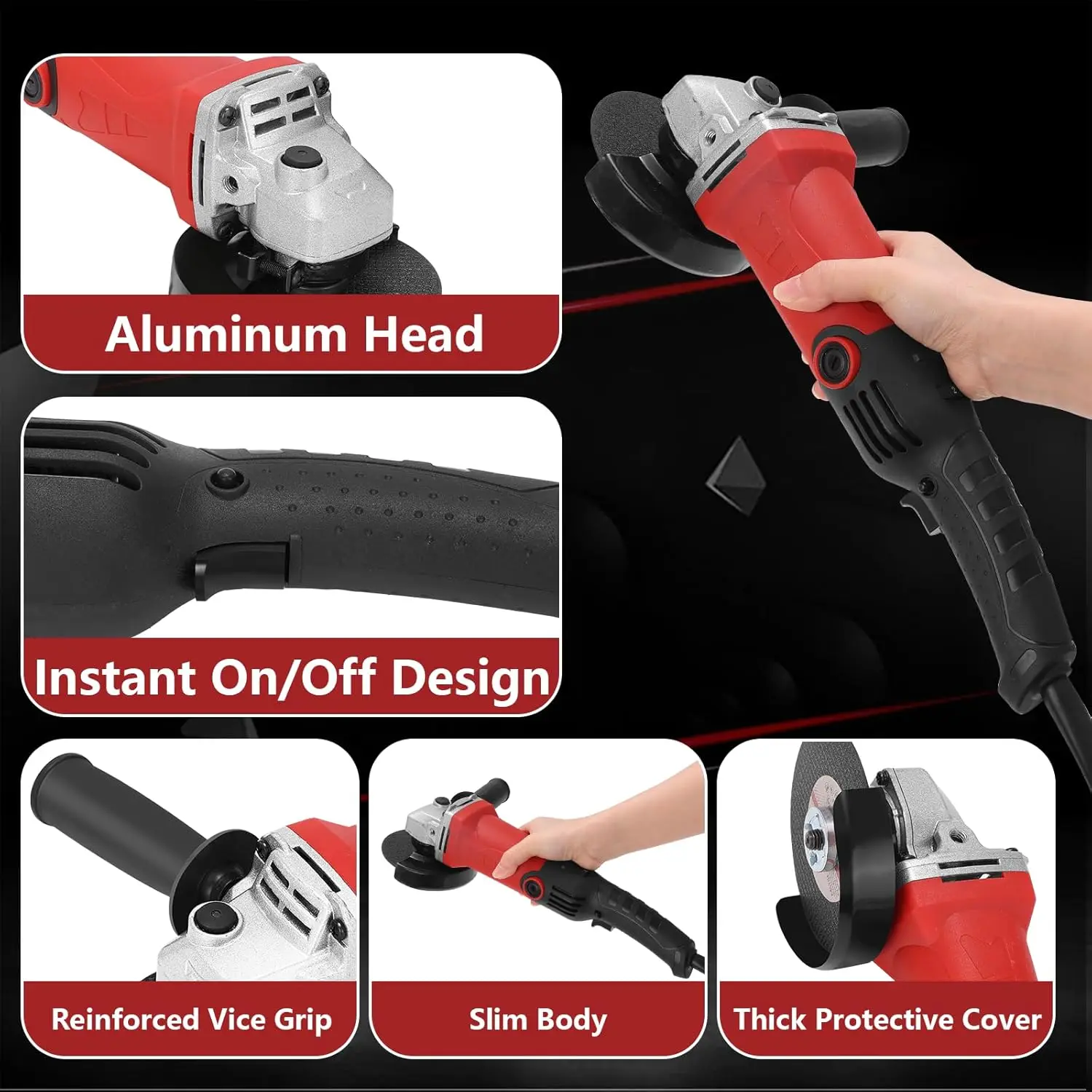 Meuleuse d'angle à 6 vitesses 1300W, outil électrique portatif 220V, Machine à polir 125mm, meuleuse pour la coupe du PVC