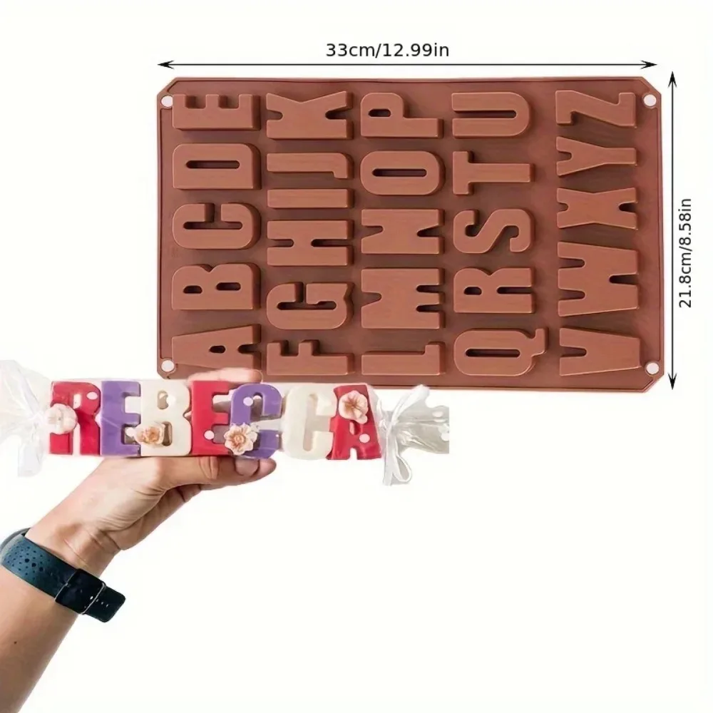 Large Letter Silicone Mold Set - 26 Letters Crayon Molds for Chocolate, Resin, Plaster, and Candle DIY Crafts, Durable and Easy view 5