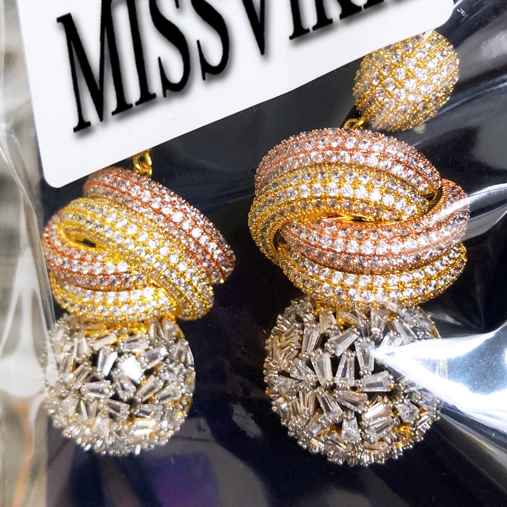 

Missvikki New Luxury Shiny Pendant Earrings for women Ladies Bridal Fashion Jewelry Cubic Zirconia Noble Design High Quality