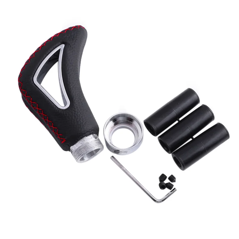 Universal PU Leather Gear Shift Knob Red Line Black Line Manual Car Gear Stick Head Shift Replacement Knob Modified Shift Head