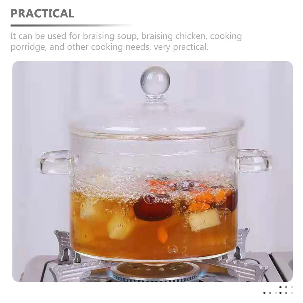 

2Pcs Glass Stew Pot Heat Resistant Clear Cooking Pot Saucepan Lid Home Soup Braising Instant Noodle Kitchen Cookware