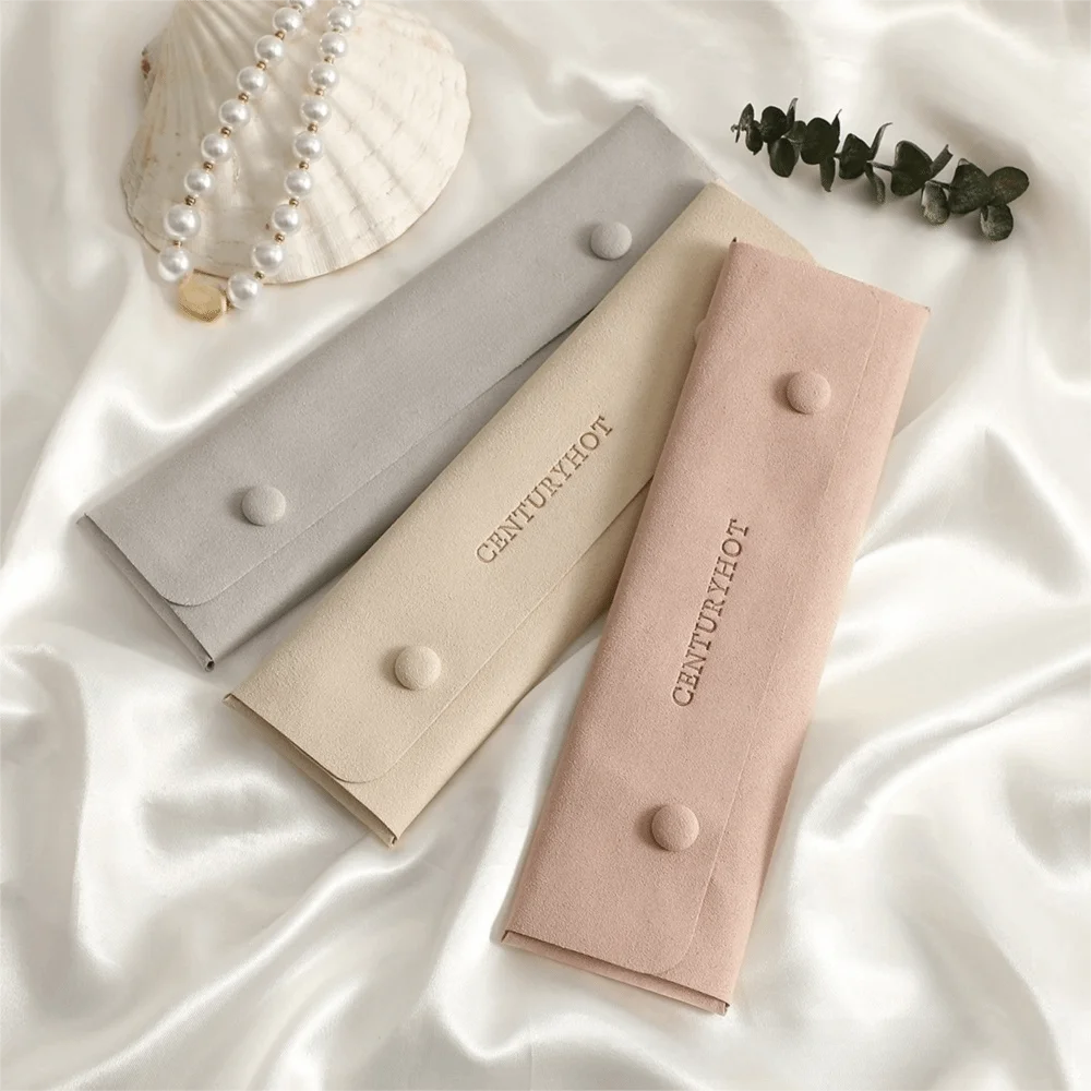 Portable Microfiber Fabric Jewelry Pouch Mini Size Built-In Clip Pendant Package Soft Anti-Tarnish Storage Bag Jewelry