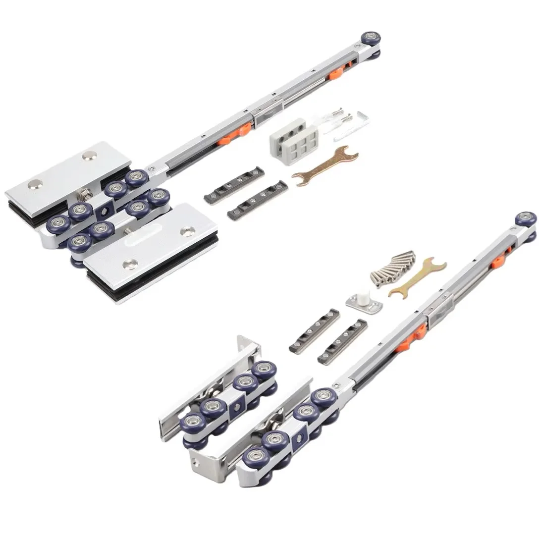 1set-top-hung-wooden-glass-sliding-door-roller-hardware-kit-two-ways-dampered