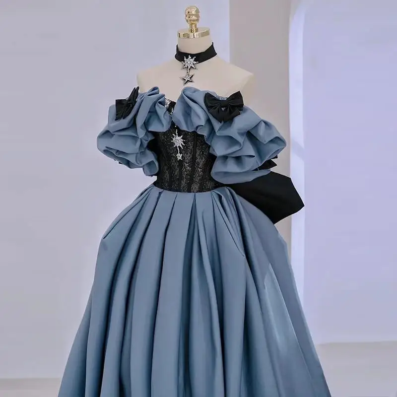 Vestidos elegantes de quinceañera con lazo y hombros descubiertos, vestidos de noche recortados, vestidos de princesa, Vestido para graduación de talla grande personalizado