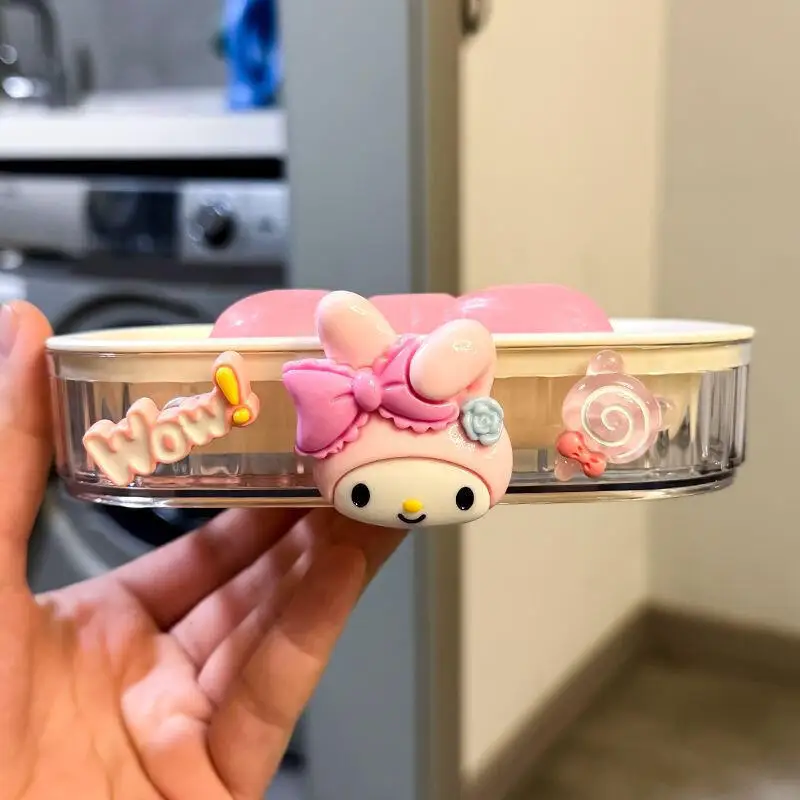 

Sanrios мыльница Hello Kittys для ванной комнаты, милый Kurom, двухслойная дренируемая большая стойка для туалетного мыла, мультяшная студенческая дорожная коробка, хит продаж