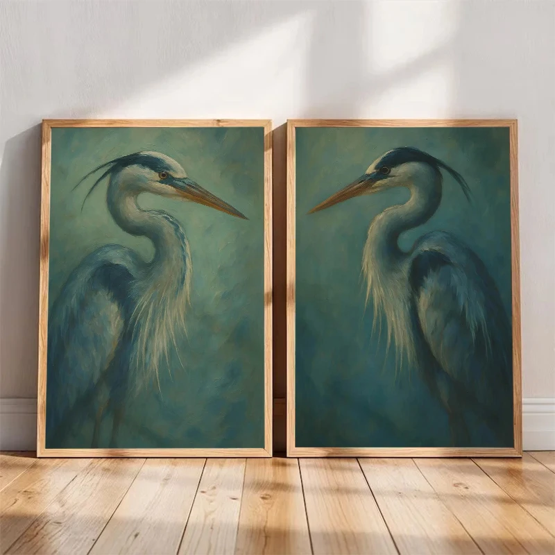 Pink Japanese Crane Bird Japandi Heron Posters and Prints Canvas Printing  Japan Wall Art Picture for Living Room Home Decor