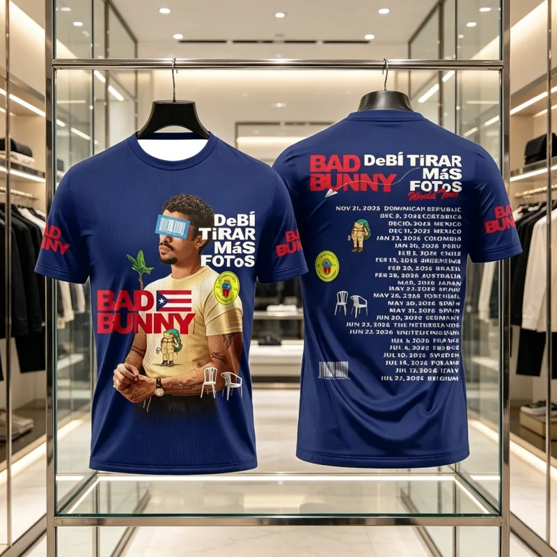 2026 Female Bad Bunny _ EB Í TiRAR M Á S FooS_ World Tour T-shirt Breathable Casual Streetwear Short Sleeve Parent Child