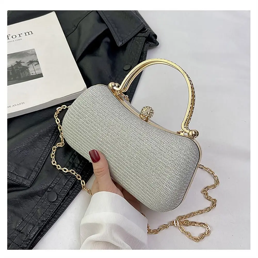 1Pcs New Clutch Bag Evening Bag Shoulder Egg Shape Chain Purse Beaded Rhinestones Women Handbags for Wedding Party