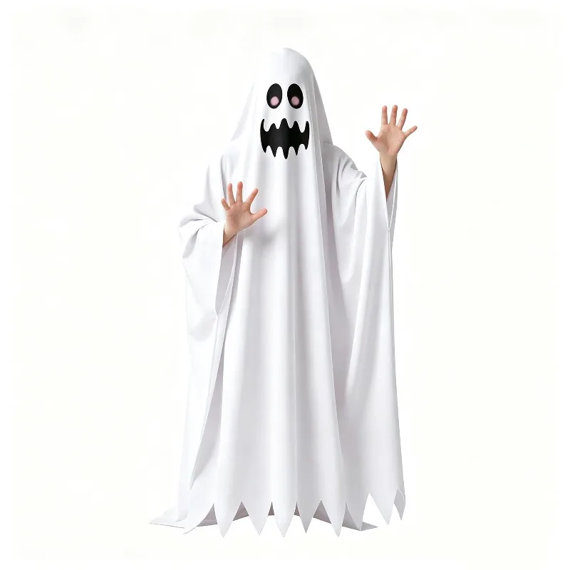 Halloween Women Men Funny Cape Ghost Costume Spooky Long Cloak Cosplay Costume for Stage Party Masquerade Carnival Cloak